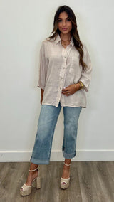 Serafina Linen Button Up Top - PRINZZESA BOUTIQUE