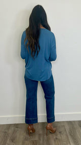 Indra Gray Blue Blouse - PRINZZESA BOUTIQUE