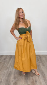 Thea A Line Maxi Skirt Mustard