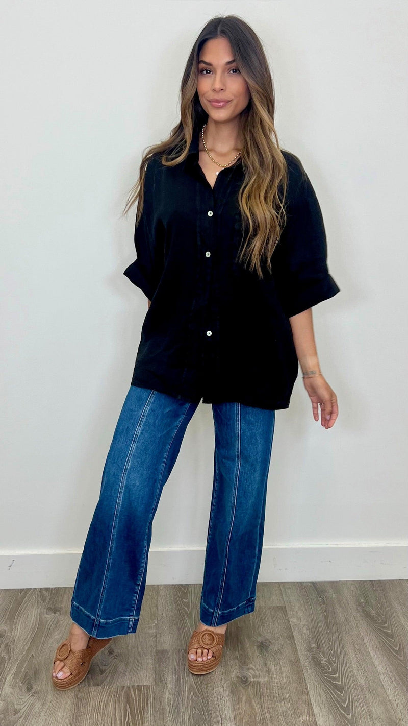 Serafina Linen Button Up Top