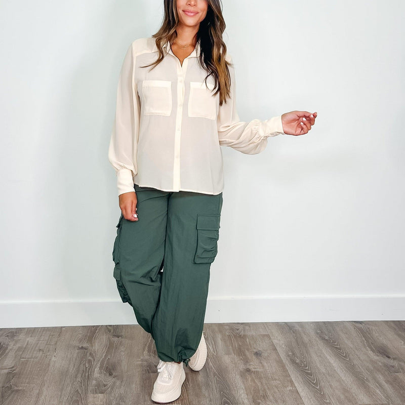 Perry Parachute Pant In Olive - PRINZZESA BOUTIQUE