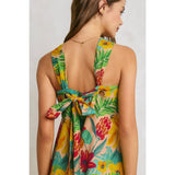 Tropical Conversational Knot Halter Mini Dress