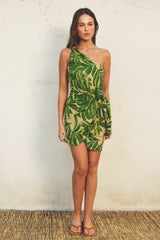 Ibiza Green Palm Wrap Mini Dress
