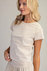 Evie Cropped Top T Shirt Bone