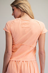 Evie Mineral Wash Top in Apricot