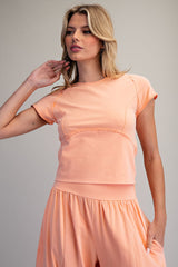 Evie Mineral Wash Top in Apricot