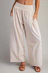Evie Bagged Casual Pant in Bone