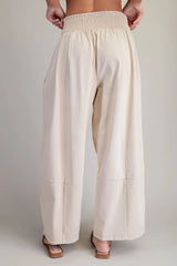 Evie Bagged Casual Pant in Bone