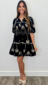 Margaux Black Embroidered Dress - PRINZZESA BOUTIQUE