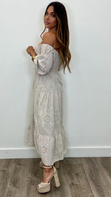 Isabella Eyelet Maxi Dress - PRINZZESA BOUTIQUE