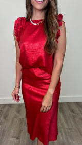 Leila Red Satin Skirt - PRINZZESA BOUTIQUE