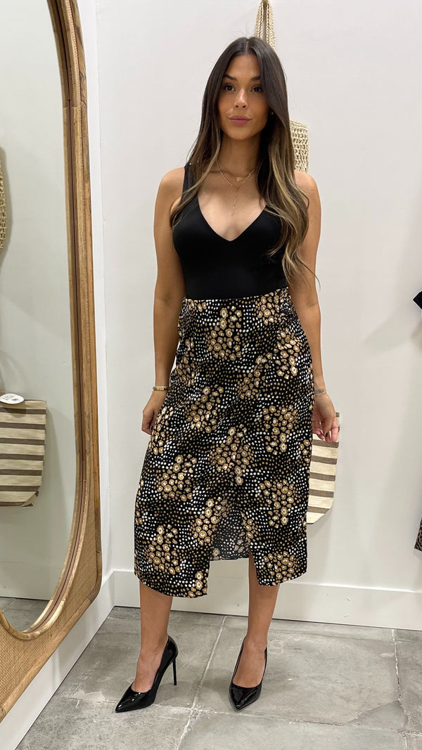 Amelie Black Midi Skirt