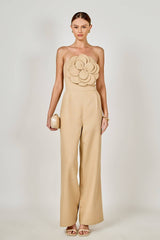 Floral Applique Strapless Jumpsuit