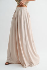 Beige Tailored Flow Wide Leg Pants