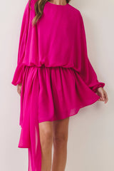 Draped Asymmetric Chiffon Mini Dress