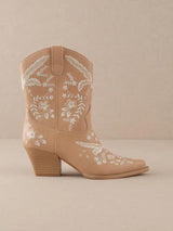 The Bailey Apricot Embroidered Cowboy Bootie - PRINZZESA BOUTIQUE