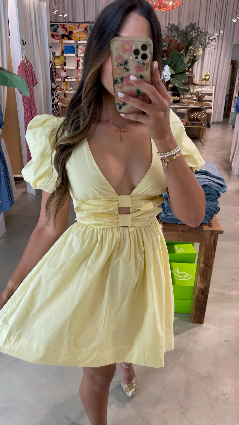 Lemoncello Puff Sleeve Mini Dress