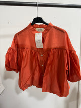 Puff Sleeve Italian Blouse in Orange