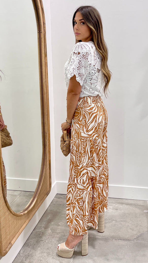 Margaret Ivory and Camel Tiered Pants