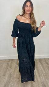 Isabella Eyelet Maxi Dress - PRINZZESA BOUTIQUE