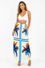 Coastal Orchid Wrap Skirt Blue
