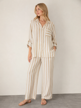Taupe Linen Striped Set