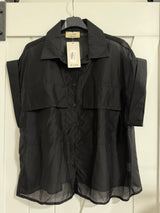 Button Down Italian Blouse in Black