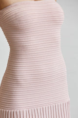 Strapless Knit Pleated Maxi Dress Baby Pink
