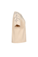 Short Sleeve T-shirt With Beaded Applique