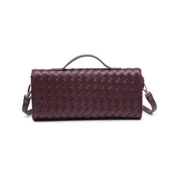 Ada Top Handle Woven East West Clutch Crossbody Wine - PRINZZESA BOUTIQUE