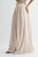Beige Tailored Flow Wide Leg Pants