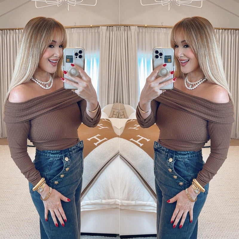 Daphne Root Beer Knit Top