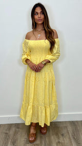 Isabella Eyelet Maxi Dress - PRINZZESA BOUTIQUE