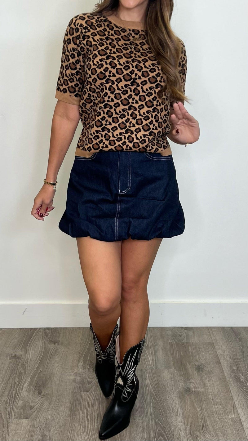 Amya Brown Animal Print Sweater - PRINZZESA BOUTIQUE