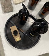 black onyx tray with lotion and soap