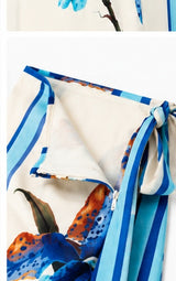 Coastal Orchid Wrap Skirt Blue