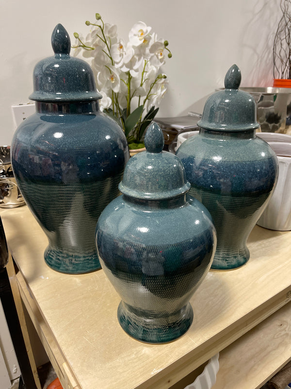 Medium teal ginger jar