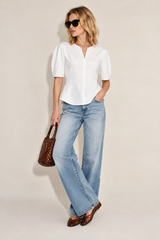 Short Puff Sleeve Peplum Top