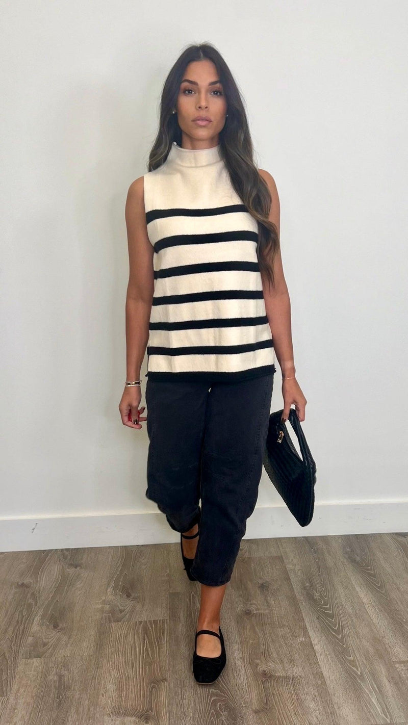 Senara Natural Black High Neck Top - PRINZZESA BOUTIQUE
