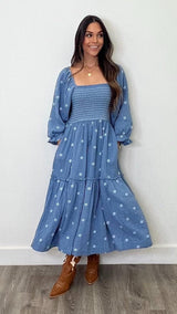 Amber Indigo Maxi Dress - PRINZZESA BOUTIQUE