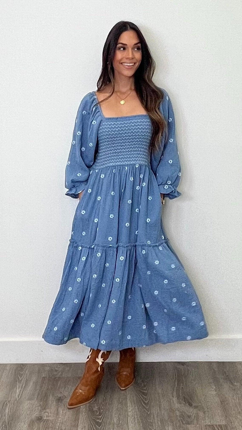Amber Indigo Maxi Dress - PRINZZESA BOUTIQUE