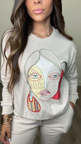 Reina Khaki Sweatshirt - PRINZZESA BOUTIQUE