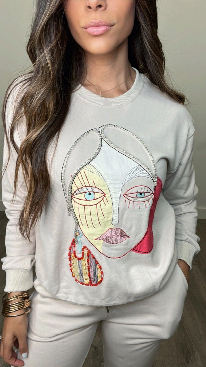 Reina Khaki Sweatshirt - PRINZZESA BOUTIQUE