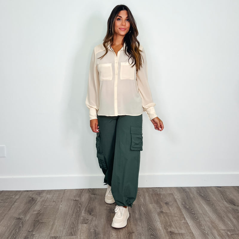 Perry Parachute Pant In Olive - PRINZZESA BOUTIQUE