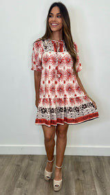 Pascalina Red Print Dress - PRINZZESA BOUTIQUE