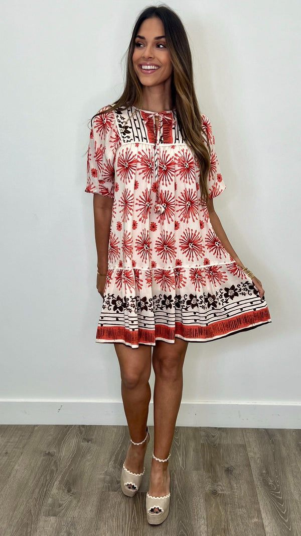 Pascalina Red Print Dress - PRINZZESA BOUTIQUE
