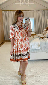 Pascalina Red Print Dress - PRINZZESA BOUTIQUE