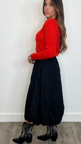 Giselle Black Bubble Midi Skirt - PRINZZESA BOUTIQUE