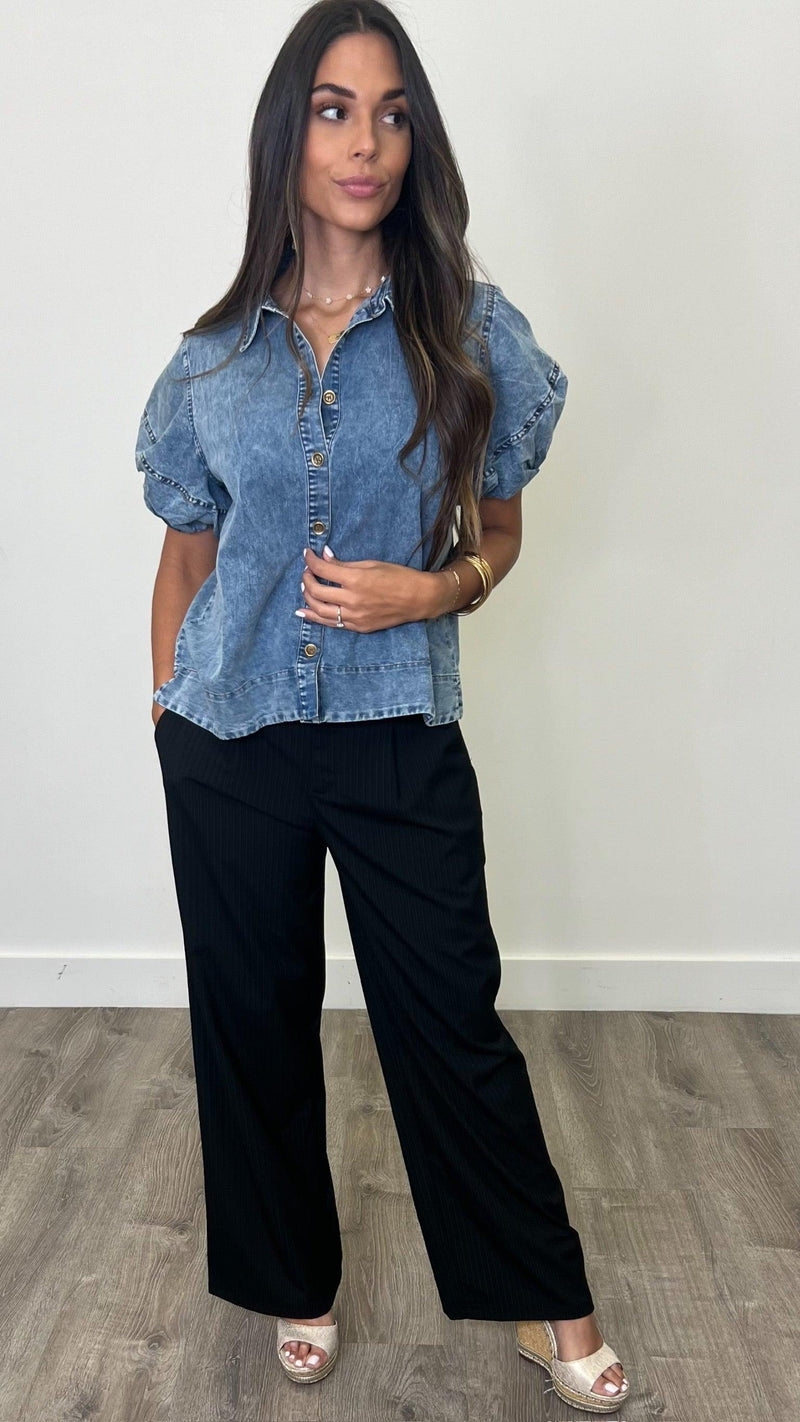 Giolino Black Pinstripe Pants