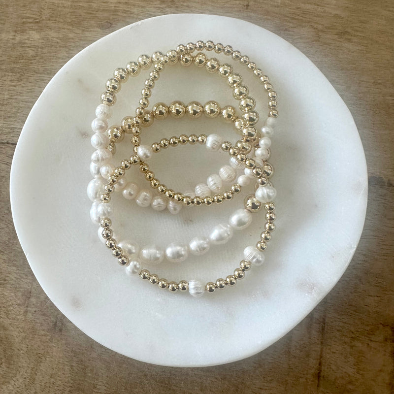 Pearl Row Gold Beaded Bracelet - PRINZZESA BOUTIQUE